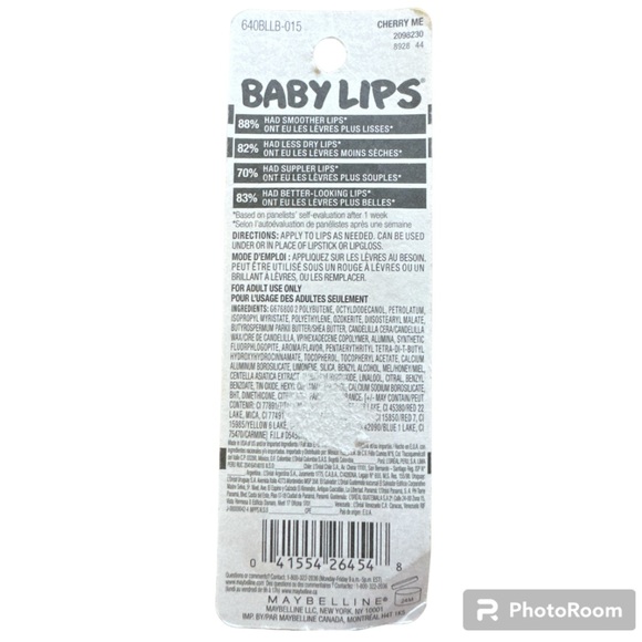 NWT- Maybelline Baby Lips Moisturizing Lip Balm #15- Cherry Me - Picture 2 of 2